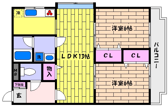 神戸市東灘区住吉本町のマンションの間取り