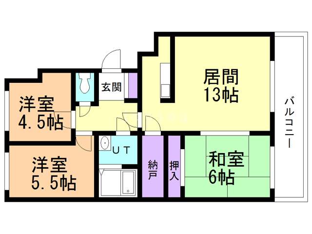 札幌市西区平和二条のマンションの間取り