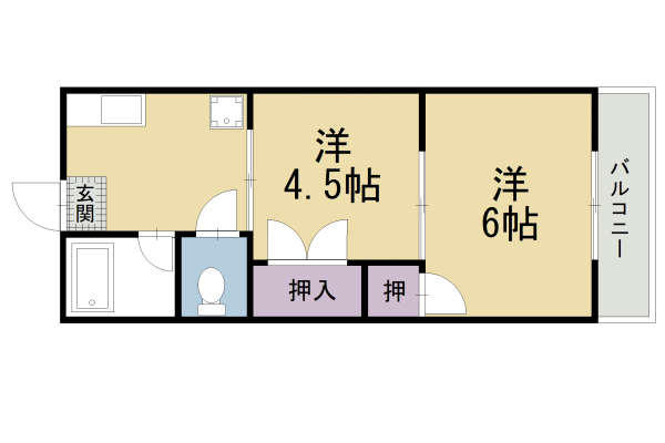 京都市伏見区桃山町和泉のアパートの間取り