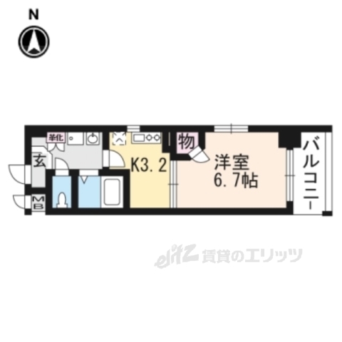 エステムプラザ京都烏丸五条４０６の間取り