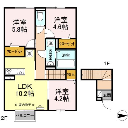 Ｄーｒｏｏｍかすみ町　Ｂの間取り