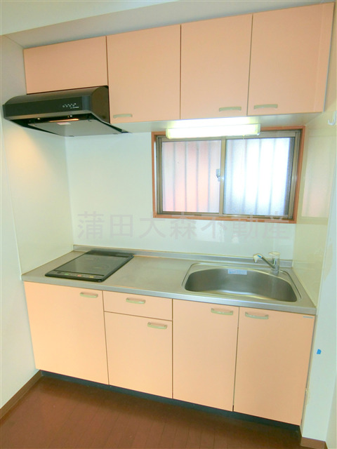 キッチン　2口IHシステムキッチン　窓付き