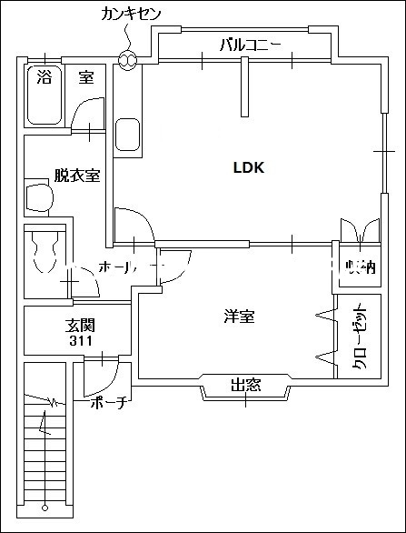 【岡山市中区門田文化町のアパートの間取り】