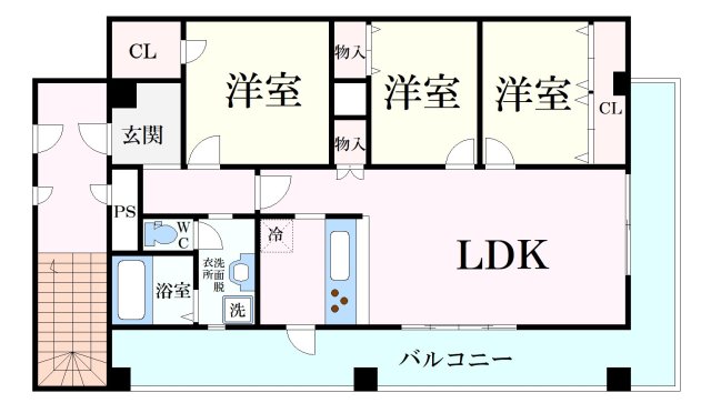 芦屋市春日町のマンションの間取り