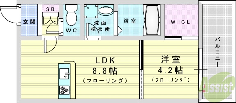 大阪市西淀川区柏里のアパートの間取り