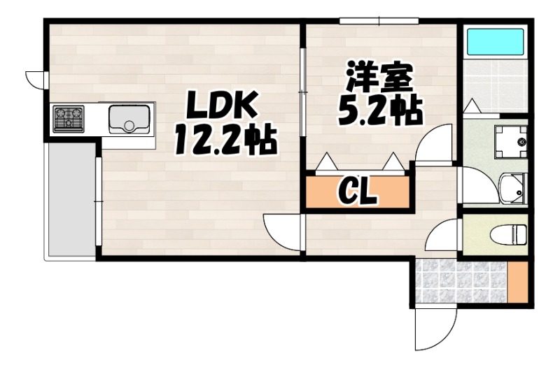 福岡市東区若宮のアパートの間取り