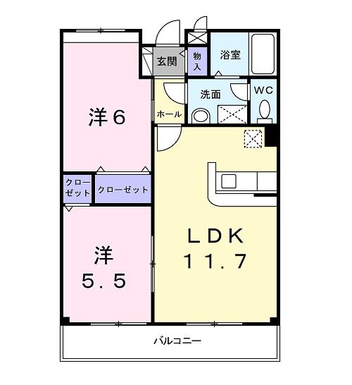 プラシードＴＳＵＫＡＳＡ　Ｂ棟の間取り