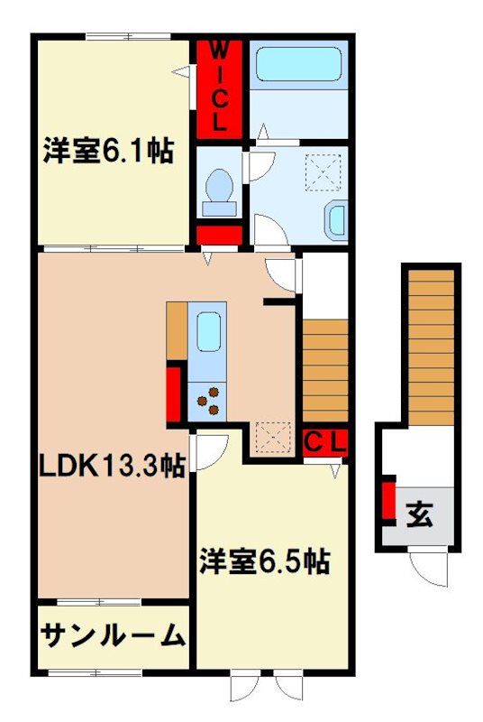 朝倉郡筑前町中牟田のアパートの間取り