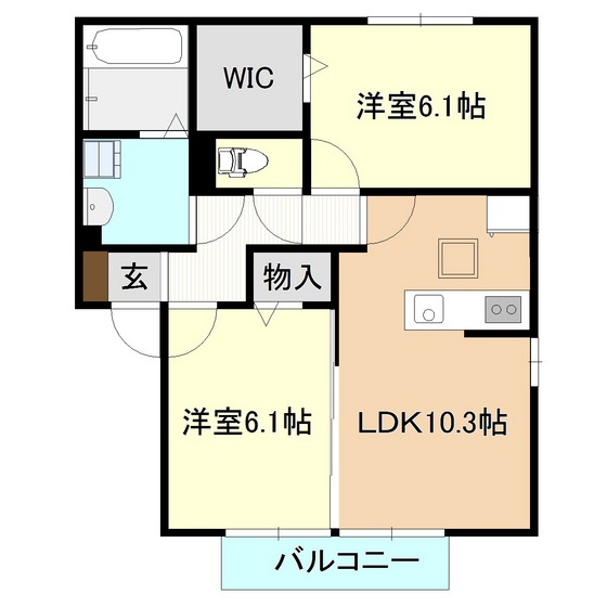 守谷市松前台のアパートの間取り