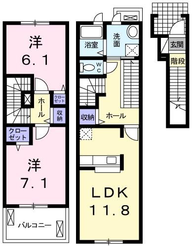 熊谷市箱田のアパートの間取り