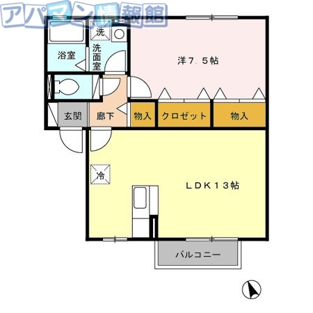 新潟市西蒲区赤鏥のアパートの間取り