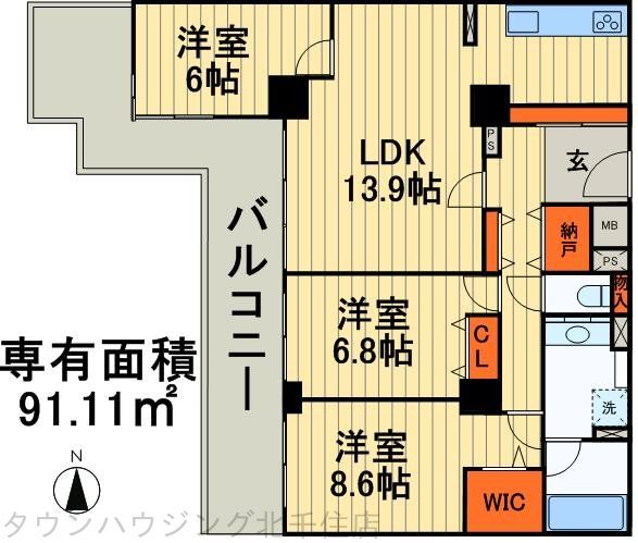 シテヌーブ北千住３０　A棟Ａ号棟の間取り