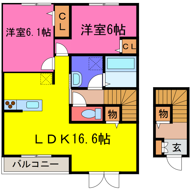 宍粟市山崎町庄能のアパートの間取り