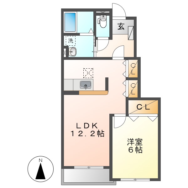 岡山市南区彦崎のアパートの間取り