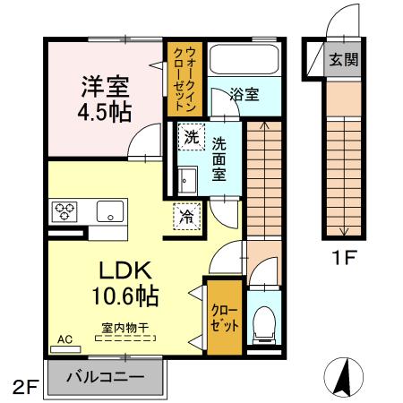 境港市外江町のアパートの間取り