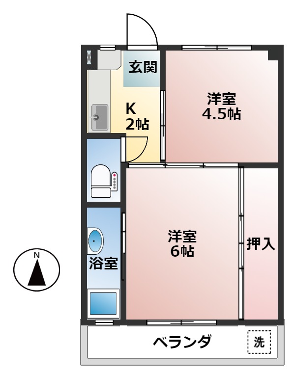 ビレッジハウス新開４号棟の間取り