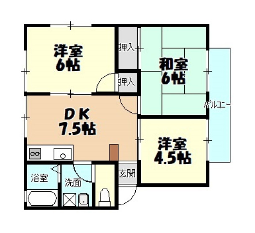 サンライフ奥田Aの間取り