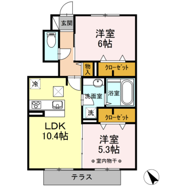 西多摩郡瑞穂町大字殿ケ谷のアパートの間取り