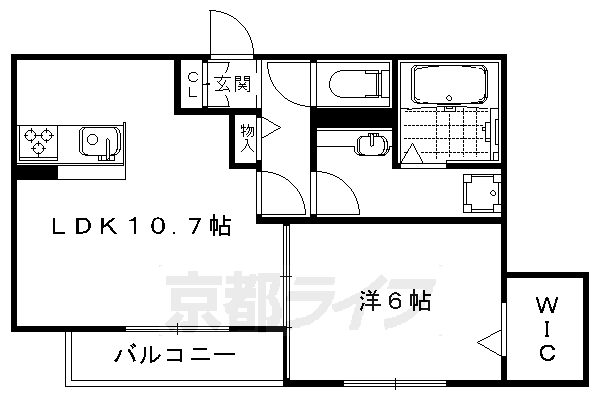 京都市右京区太秦奥殿町のアパートの間取り