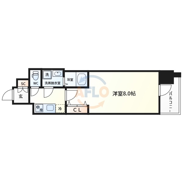 MELDIA　CREST　NAMBA　SOL　TERRACEの間取り