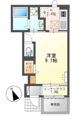 姫路市西中島のアパートの間取り