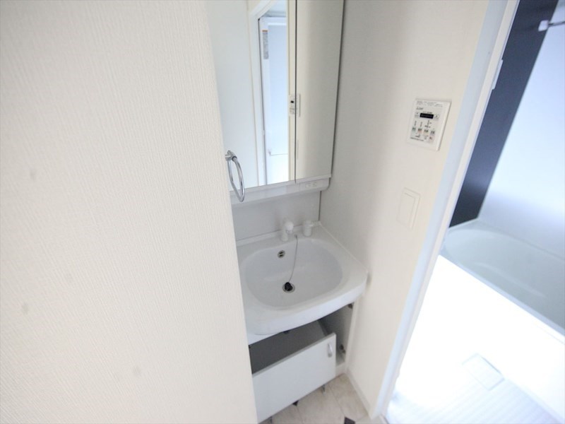 洗面設備　脱衣所　独立洗面台（シャンプードレッサー付）収納スペース有