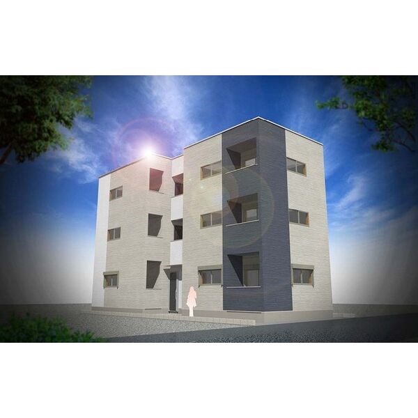 建物外観　外観パース　オートロック付　宅配ＢＯＸ有り　デザイナーズ