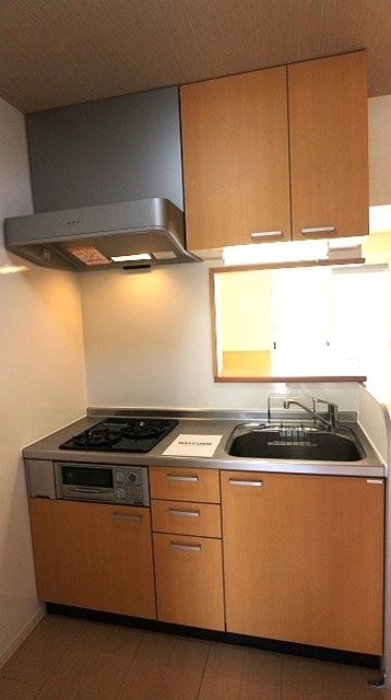 キッチン　２口ガスコンロ付き♪