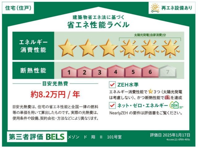 省エネ性能ラベル　★このお部屋の省エネ性能ラベルです★