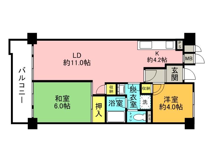 UR若山台中央　2号棟の間取り