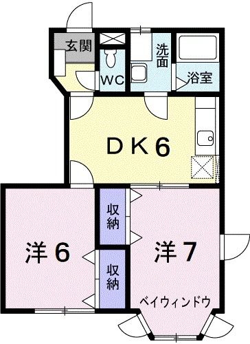 松山市安城寺町のアパートの間取り