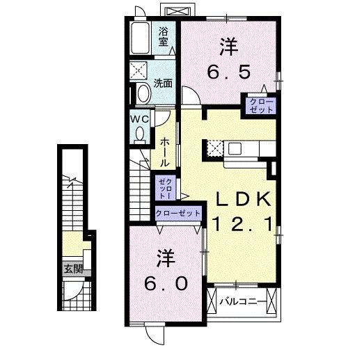 新居浜市沢津町のアパートの間取り