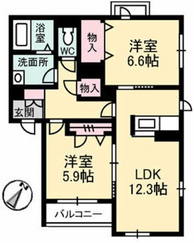 出雲市白枝町のマンションの間取り