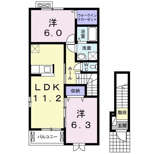 各務原市那加野畑町のアパートの間取り