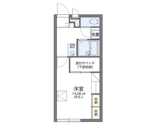 【岡山市中区米田のアパートの間取り】