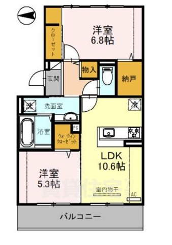 京都市右京区嵯峨折戸町のアパートの間取り