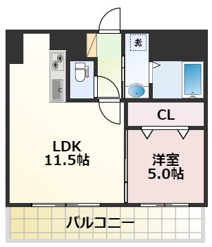 熊本市中央区呉服町のマンションの間取り