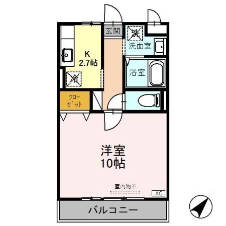 金沢市西都のアパートの間取り