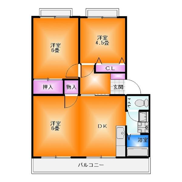 徳島市国府町観音寺のマンションの間取り