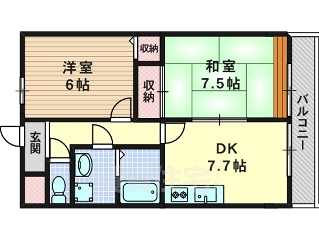 京都市西京区川島粟田町のマンションの間取り