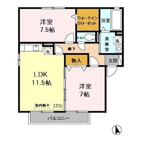 日立市東滑川町のアパートの間取り