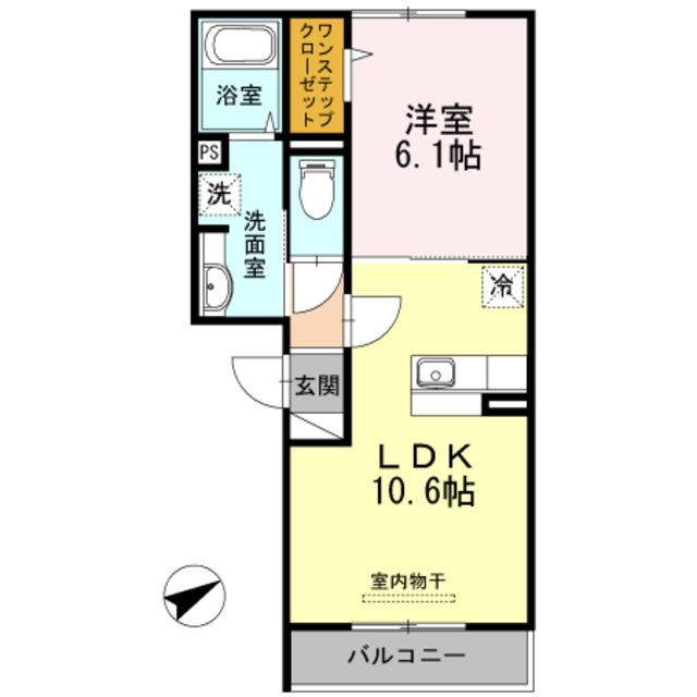 大阪市港区田中のアパートの間取り