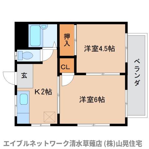 静岡市葵区瀬名のアパートの間取り