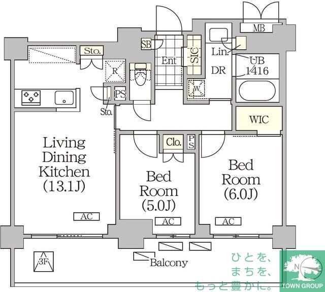 目黒区南のマンションの間取り