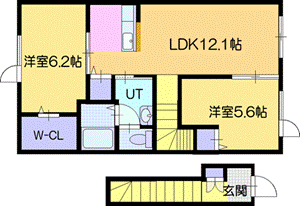 夕張郡長沼町西町のアパートの間取り