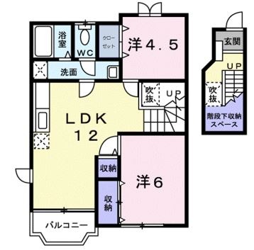 浅口市鴨方町六条院中のアパートの間取り