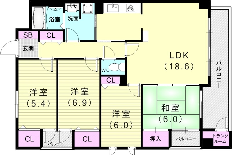 【ヴィル・ド・ヴァン西神南3号館の間取り】