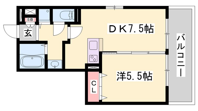 三木市緑が丘町西のアパートの間取り