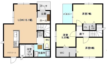 【春岡１ ２２ＫＯＤＡＴＥＸIVＣ棟の間取り】