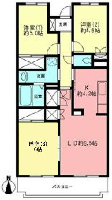 厚木市戸室のマンションの間取り